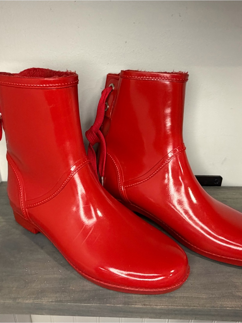 Michael Kors Glossy Red Rain Ankle Boots